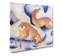 Deer In The Snow by Franz Marc Canvas Print | Gallery Wrapped 30mm Frame Wall Art | 20x20 inches | Ready to Hang | Classic Animals Picture | Living Room Bedroom Lounge Office