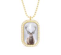 Deer In The Snowday Funny Pendant Necklace for Women Personalized Fashion Jewelry Diamond Necklaces for Wedding Birthday Gold Silver