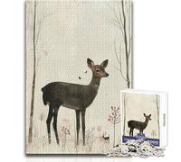 Deer in The Woods Adults 1000 Pieces Puzzle Strategic Thinking Learning Game Ideal Meaningful Gift for Any Event Size 50x75cm
