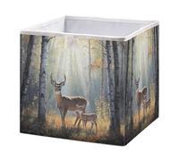 Deer in The Woods Cube Storage Boxes 28x28x28 cm Square Bins Collapsible Cube Box Organiser for Organising Clothes