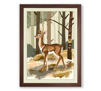 Deer in Winter Clearing Boho Framed Wall Art Print A2 (59.4×42cm) Walnut, Wall Decor for Living Room, Bedroom, Office & Home, Ready to Hang, Art Gift
