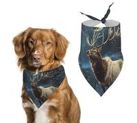 Deer in Winter Moon Printed Dog Bandanas Adjustable Trendy Triangle Pet Scarffor Small Medium Large