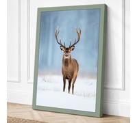 Deer in Winter Scandinavian Canvas Wall Art Print 36x24 Inch