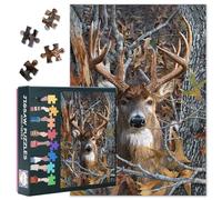 Deer Jigsaw Puzzles for Adults 1000, Difficult Challenging Family Puzzle Forest Animal, Tree Branch Artwork Educational Puzzle Games Home Decoration 27.5x19.7 Inch (Wildlife Series)