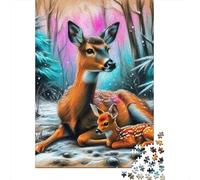 Deer Jigsaw Puzzles Puzzle for Adults Kids. 1000 Piece Whimsical Challenge Toy Educational Game Home Decoration for Adults& Kids Age 14 Years Up 1000pcs (75x50cm)