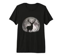 Deer Looking at The Full Moon Premium T-Shirt