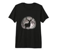 Deer Looking at The Full Moon Premium T-Shirt