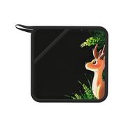 Deer Looking into The Distance 1 PC Square Silicone Anti-scalding mat - 7.1 inches, Suitable for Frying Pans, ovens, Grills, Tea Sets