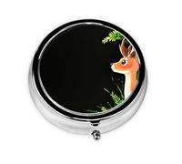 Deer Looking into The Distance Mini Round Pill Box, can be Put into Wallet, Pocket, Light and Convenient, 3 Compartment Pill Box, Portable Pill Box,