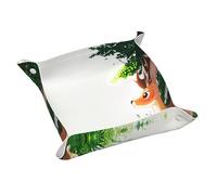 Deer Looking into The Distance Personalized Leather Storage Tray, Desktop Storage Box, optimize Space Management