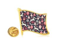 Deer mas Tree Art Deco Fashion Golden Metal Flag Lapel Pin Badge