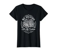 Deer Me Solving My Problems Sleep Nap Funny Value Graphic T-Shirt, Women, Black, L