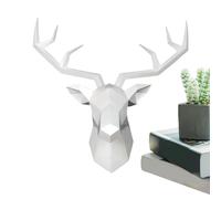 Deer Metal Wall Art - Wall Mounted Silver Stag Head | Easy Assemble Deerss Statue Resin | Anti Fade Hangings | Home Decor Ornaments For Bedroom, Dining Room, Corridors And Living Room