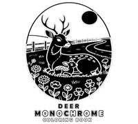 Deer Monochrome Coloring Book: 45 Beautiful Designs for Relaxation and Creativity, Ideal for All Ages