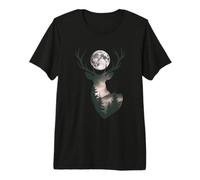 Deer Moon Forest Silhouette Wildlife Buck Hunting Nature Premium T-Shirt