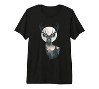 Deer Moon Forest Silhouette Wildlife Buck Hunting Nature Premium T-Shirt