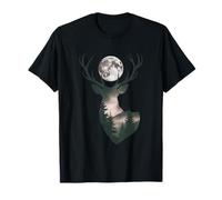 Deer Moon Forest Silhouette Wildlife Buck Hunting Nature T-Shirt