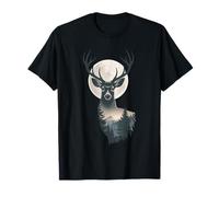 Deer Moon Forest Silhouette Wildlife Buck Hunting Nature T-Shirt
