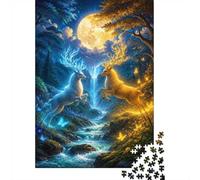 Deer Moon Waterfall Jigsaw Puzzle, 1000 Pcs Indoor Adult Game
