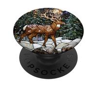 Deer Moonlight Forest Round Artwork PopSockets Adhesive PopGrip