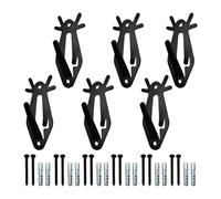 Deer Mount Hanger, Taxidermy Decor Hook, Trophy Head Display, Strong Metal Construction, Decorative Wall Mount Feature, Living Room Stairway Hallway Use, 4x2 Inches Black 6 Pieces