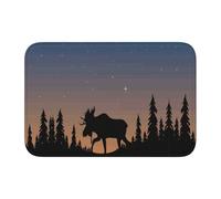 Deer Mountain Pine Tree Wilderness Crystal Velvet Lock Edge Floor Mat 40x60, Non Slip, Easy To Clean, Comfortable Foot Feel