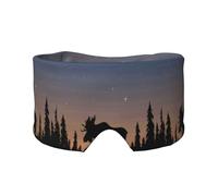 Deer Mountain Pine Tree Wilderness Print Sleep Eye Mask with Earmuffs Soft Pressureless Cooling Blackout Eye Covers for Sleeping,Keeps Warm, Shading, Comfortable Aid Strap