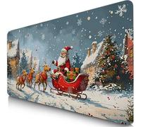 Deer Mouse Mat 900x400x3mm XXL Gaming Mouse Pad Christmas Desk Mat, Table Mats with Non-Slip, Soft Smooth Surface, Stitched Edges Desk Pad, Waterproof Fabric, Durable, Office Accessories, Gifts F0-737
