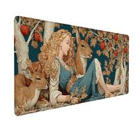 Deer Mouse Pad Large 120x60cm, Woman Gaming Mouse Pad Waterproof Desk Mat with 3MM Stitched Edges, Non-Slip Rubber Base Mousepad Computer Accessories for Gaming, PC, Office, Home, Gifts -lsy260353