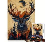 Deer Nature Animal 1000 Pieces Jigsaw Puzzles for Adults Recall Boost Good Thick Real Challenge Art Display (38x52cm)