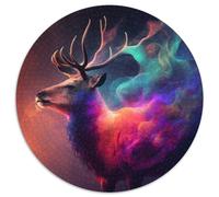 Deer Nebula 1000 Pieces Puzzle Gifts Round Jigsaw Puzzle 1000 Pieces Fun at Home Activities, Birthday Present, Travel Gifts 67.5x67.5cm