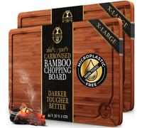 Deer & Oak 2X Extra Large Carbonised Bamboo Chopping Board 44X30X2Cm - Premium Wooden Cutting Board Pre-Oiled