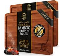 Deer & Oak 2X Large Carbonised Bamboo Chopping Board 38X25X2Cm - Premium Wooden Cutting Board Pre-Oiled