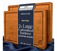 Deer & Oak 2X Large Carbonised Cutting Board 38 x 25 x 2cm, Pre-Oiled Wooden Bamboo Chopping Board for Carving Meat, Fish, Vegetables, Fruits, Cheese, Bread