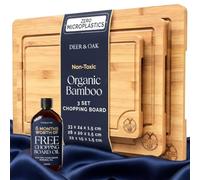 Deer & Oak 3-Piece Bamboo Chopping Board Set & 100ml Oil Bundle