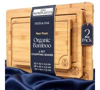 Deer & Oak 3-Piece Bamboo Chopping Board Set (2 Pack), Pre-Oiled