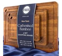 Deer & Oak 3-Piece Carbonised Bamboo Chopping Board Set, Pre-Oiled