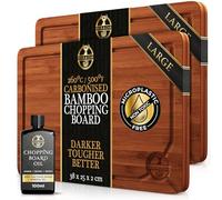 Deer & Oak Bamboo Cutting Board & Mineral Oil Bundle, Large Wooden Chopping Board 38x25x2cm + 100ml Food Grade Mineral Oil Set