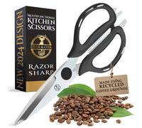 Deer & Oak Eco-Friendly Kitchen Scissors - 1 Pack Heavy-Duty Shears With Recycled Coffee Handles