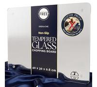 Deer & Oak Extra Large Transparent Glass Chopping Board 40x30cm, 6mm Thick Clear Tempered Glass Worktop Saver Cutting Board, Heat-Resistant Dining Place Mats Hob Protection with Non-Slip Feet