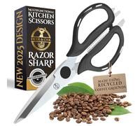 Deer & Oak Kitchen Scissors (1 Pack) - Eco-Friendly, Heavy Duty, Sharp Shears with Recycled Coffee Handles