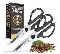 Deer & Oak Kitchen Scissors (2 Pack) - Eco-Friendly, Heavy Duty, Sharp Shears with Recycled Coffee Handles