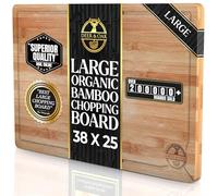 Deer & Oak Large Bamboo Chopping Board 38 x 25 x 2cm, Premium Wooden Kitchen Cutting Board for Meat & Vegetables, Pre-Oiled, Water Resistant, Knife-Friendly