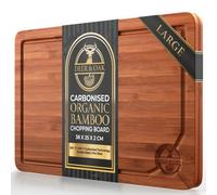 Deer & Oak Large Carbonised Bamboo Chopping Board 38X25X2Cm - Premium Wooden Cutting Board Pre-Oiled