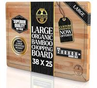 Deer & Oak Large Cutting Board 38 x 25 x 2cm, Pre-Oiled Wooden Bamboo Chopping Board for Carving Meat, Fish, Vegetables, Fruits, Cheese, Bread