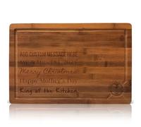 Deer & Oak Personalised Custom Engraved Large Carbonised Chopping Board, 38x25x2cm Pre-Oiled Bamboo Cutting Board, Custom Kitchen Gift, Non Toxic Meat Fish Cheese Bread Board