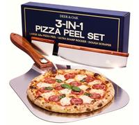 Deer & Oak Pizza Peel Set, 30.5 x 35.5cm Aluminium, Foldable Handle