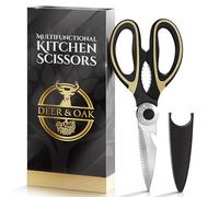 Deer & Oak Premium Heavy-Duty Kitchen Scissors (1 Pack) - Meat & Pizza Scissors Multipurpose Dishwasher-Safe Kitchen Shears UK