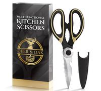 Deer & Oak Premium Heavy-Duty Kitchen Scissors (1 Pack) - Meat & Pizza Scissors Multipurpose Dishwasher-Safe Kitchen Shears UK