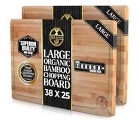 Deer & Oak - Premium Wooden Chopping Board - 2X Large 38 x 25 x 2 cm Bamboo Cutting Board - Chopping Boards for Kitchens - Pre Oiled & Treated